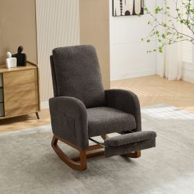 25.4"W Rocking Chair for Nursery, High Back Glider Chair with Retractable Footrest, Side Pocket