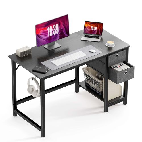 Modern Simple Style Home Office Writing Desk with 2-Tier Drawers Storage,Black Wood,40IN Modern Simple Style Home Office Writing Desk with 2-Tier Drawers Storage,Black Wood,40IN