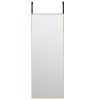 Door Mirror Gold 11.8"x31.5" Glass and Aluminum