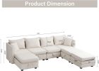 Modular Sectional Sofa, Convertible Sofa Couch with Storage, Sleeper Sectional Sofa Set, Flexible Modular Combinations Fabric Couch for Living Room (B