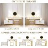 GO Modern Style Vanity Table With Movable Side Cabinet And 4-Drawers, Large Size Dressing Table With Mirror and 3-colors LED Light, Makeup Table With