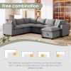 [VIDEO provided][New] 120*93" Modern U Shape Modular Sofa with Storage Ottoman,Luxury 7 Seat Sectional Couch Set with 2 Pillows Included,Freely Combin