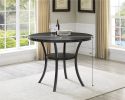 Biony Espresso Wood Counter Height Dining Set with Tan Fabric Nailhead Stools