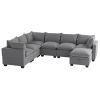 [VIDEO provided][New] 120*93" Modern U Shape Modular Sofa with Storage Ottoman,Luxury 7 Seat Sectional Couch Set with 2 Pillows Included,Freely Combin