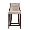 Manhattan Comfort Fifth Ave 39.5 in. Cream and Dark Walnut Beech Wood Counter Height Bar Stool
