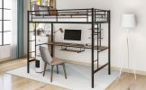 Loft Bed with Desk and Shelf ;  Space Saving Design; Twin