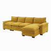 [VIDEO provided][New]118*55" Modern L-shaped Chenille Cloud Sofa with Double Seat Cushions,5-seat Upholstered Indoor Furniture,Sleeper Sofa Couch with