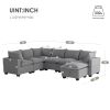 [VIDEO provided][New] 120*93" Modern U Shape Modular Sofa with Storage Ottoman,Luxury 7 Seat Sectional Couch Set with 2 Pillows Included,Freely Combin