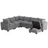[VIDEO provided][New] 120*93" Modern U Shape Modular Sofa with Storage Ottoman,Luxury 7 Seat Sectional Couch Set with 2 Pillows Included,Freely Combin