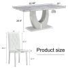 Table and chair set, modern minimalist marble textured rectangular dining table. Suitable for restaurants and living rooms. Soft cushion seats. F-1280