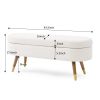 Storage bench Upholstered Boucle Ottoman with Golden Metal Legs End of Bed bench for Bedroom, Living Room, Entryway,Bed Side(Ivory)