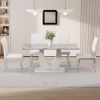 Table and chair set, modern minimalist marble textured rectangular dining table. Suitable for restaurants and living rooms. Soft cushion seats. F-1280
