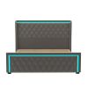 King Platform Bed Frame With High headboard, Velvet Upholstered Bed with Deep Tufted Buttons, Adjustable Colorful LED Light Decorative Headboard, Wide