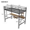 Loft Bed with Desk and Shelf ;  Space Saving Design; Twin