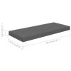 Floating Wall Shelves 2 pcs High Gloss Gray 23.6"x9.3"x1.5" MDF