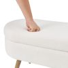 Storage bench Upholstered Boucle Ottoman with Golden Metal Legs End of Bed bench for Bedroom, Living Room, Entryway,Bed Side(Ivory)