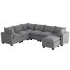 [VIDEO provided][New] 120*93" Modern U Shape Modular Sofa with Storage Ottoman,Luxury 7 Seat Sectional Couch Set with 2 Pillows Included,Freely Combin