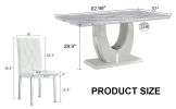 Table and chair set, modern minimalist marble textured rectangular dining table. Suitable for restaurants and living rooms. Soft cushion seats. F-1280