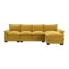 [VIDEO provided][New]118*55" Modern L-shaped Chenille Cloud Sofa with Double Seat Cushions,5-seat Upholstered Indoor Furniture,Sleeper Sofa Couch with
