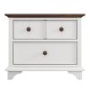 2 Pieces Wooden Captain Bedroom Set Full Bed with Trundle and Nightstand,White+Walnut