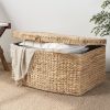 Ludmilla Rectangular Curve Water Hyacinth Woven Wicker Trunk with Handles - 26" x 19" x 14" - Natural Brown - For Clothes, Toys, Magazines and Book St