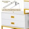 GO Modern Style Vanity Table With Movable Side Cabinet And 4-Drawers, Large Size Dressing Table With Mirror and 3-colors LED Light, Makeup Table With