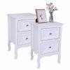 2pcs Country Style Two-Tier Night Tables Large Size White