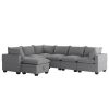 [VIDEO provided][New] 120*93" Modern U Shape Modular Sofa with Storage Ottoman,Luxury 7 Seat Sectional Couch Set with 2 Pillows Included,Freely Combin