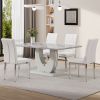 Table and chair set, modern minimalist marble textured rectangular dining table. Suitable for restaurants and living rooms. Soft cushion seats. F-1280