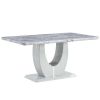 Table and chair set, modern minimalist marble textured rectangular dining table. Suitable for restaurants and living rooms. Soft cushion seats. F-1280