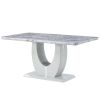 Table and chair set, modern minimalist marble textured rectangular dining table. Suitable for restaurants and living rooms. Soft cushion seats. F-1280