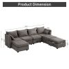 Modular Sectional Sofa, Convertible U Shaped Sofa Couch with Storage, 7 Seat Sleeper Sectional Sofa Set, Flexible Modular Combinations Fabric Couch fo