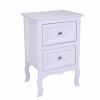 2pcs Country Style Two-Tier Night Tables Large Size White