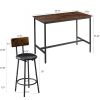 Bar industrial style five-piece set, four soft bags with backrest bar chairs, industrial style iron wood table set, suitable for kitchen, restaurant,