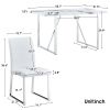 5-piece Dining Table Chairs Set, Rectangular Dining Room Table Set for 4, Faux Marble Modern Dining Table and Faux Leather Chairs for Kitchen Dining R