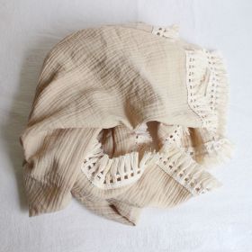 Children's Cotton Bear Tassel Baby Stroller Cover Blanket Summer Air Conditioning Duvet Baby (Option: Khaki-100x 120cm)