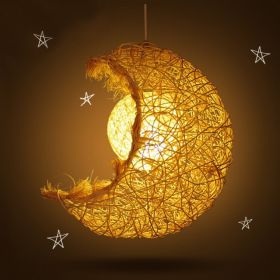 Pastoral Rattan Yestar Moon Chandelier (Option: Without Light Source-Brown)