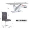 1 table and 8 chairs set.Modern Grey MDF Faux Marble Dining Table with Double V-Shaped Supports.Paired with 8 modern PU artificial leather soft cushio