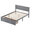 Full Size Platform Bed with Under-bed Drawers