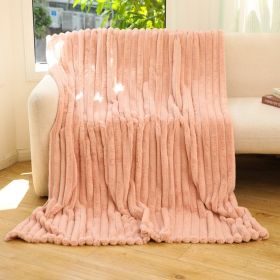 Striped Jacquard Rabbit Fur Blanket (Option: Cameo Brown Pink-150x200cm)